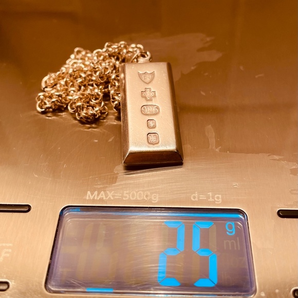 EJ Solid Sterling Silver Millennium Ingot Pendant + 20” Rolo Chain - Picture 6 of 8